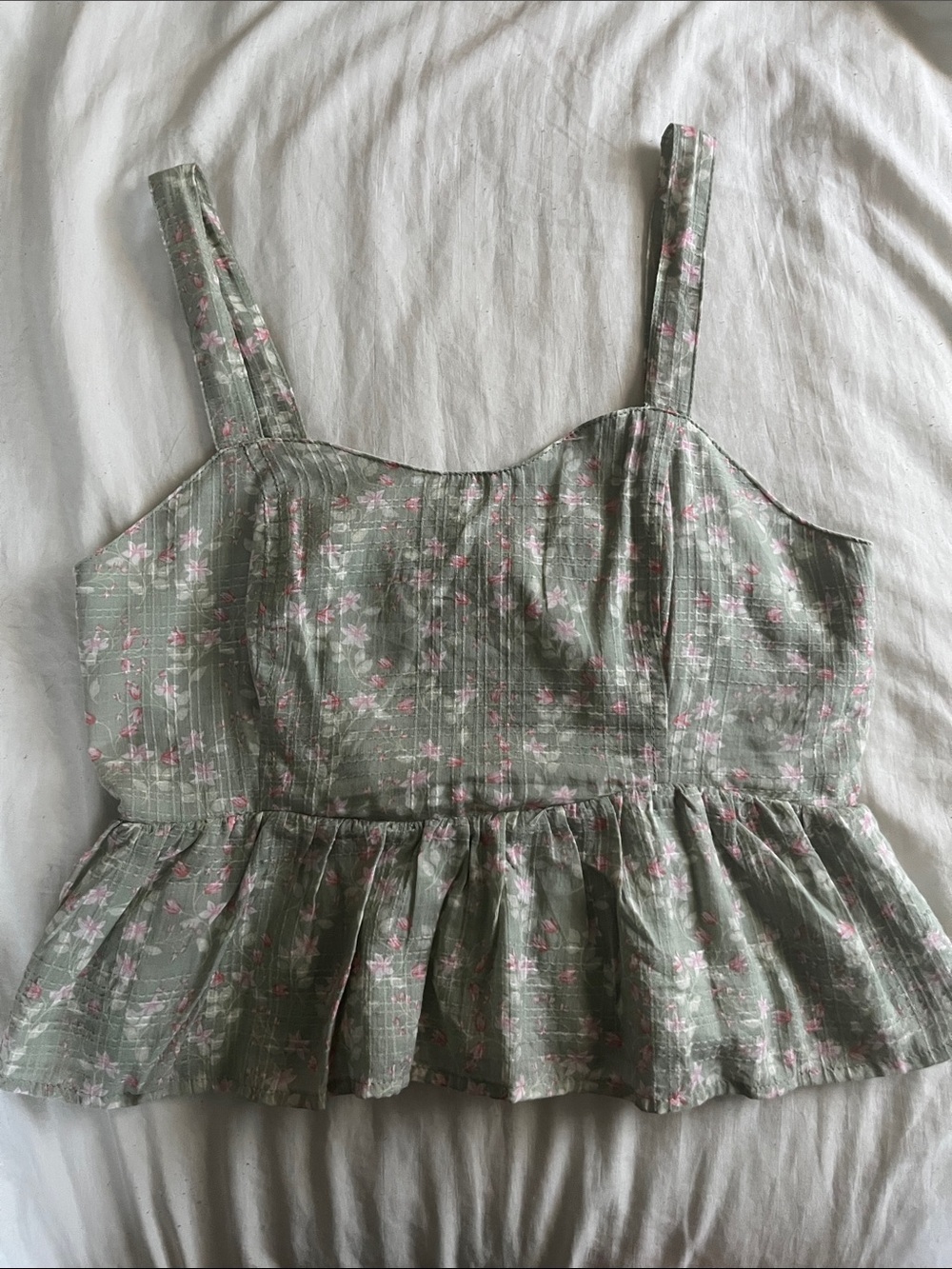 Celebrity Pink Sage Green Floral Peplum Camisole
